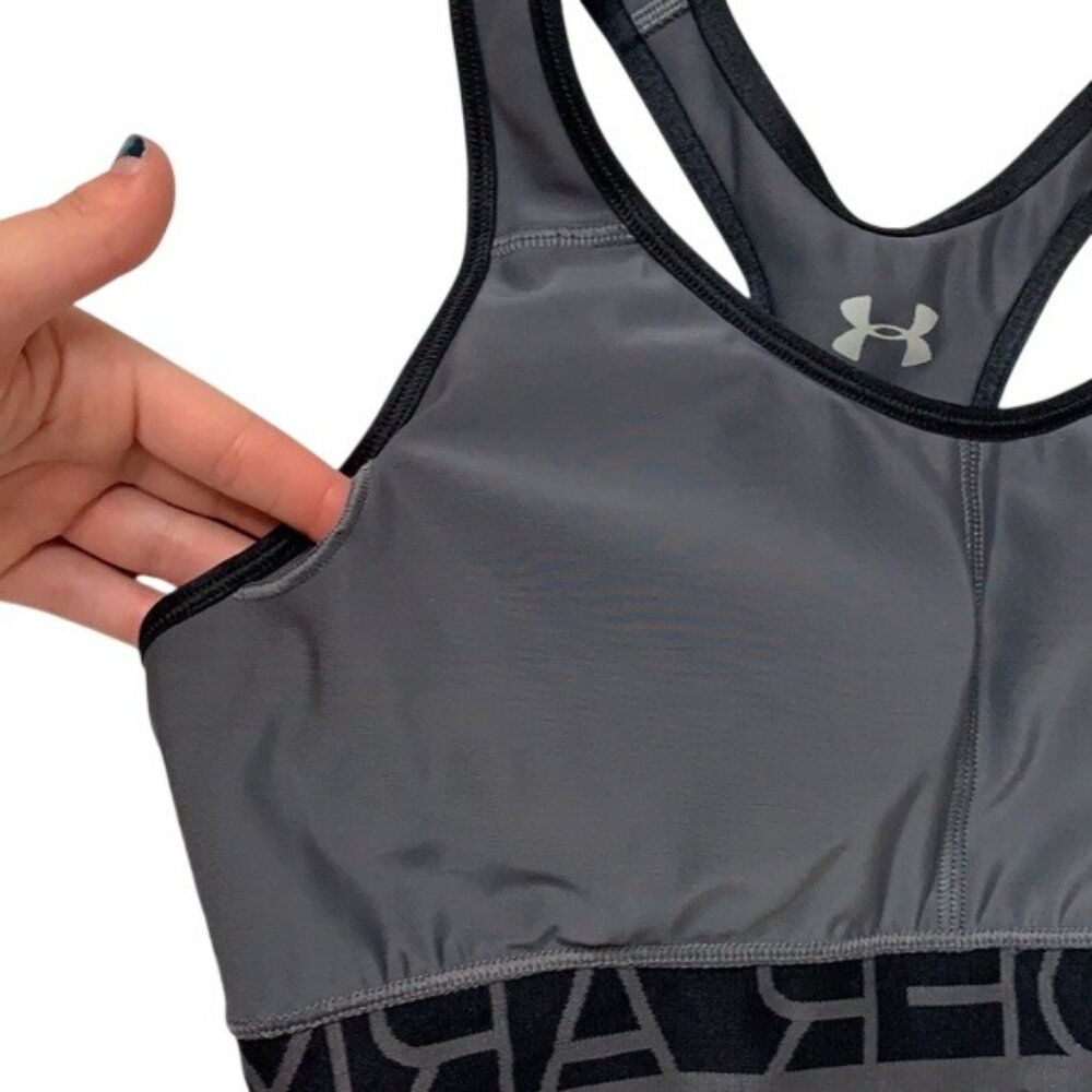 Under Armor Compression Sports Bra Grey Medium Impact Racerback Pullover Size S - Picture 14 of 14